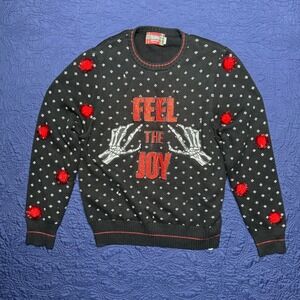 Spencers Workshop Ugly Christmas Sweater Light Up Skeleton Hands Joy large